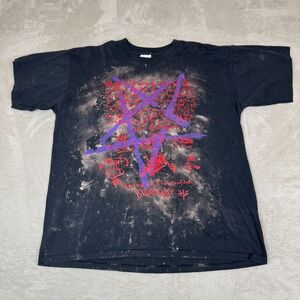 VTG 90s‎ Goth GrungeBand Skull Metal Shirt Mens XL Black Preowned Stain